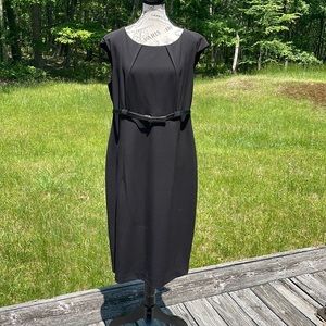 Ellen Tracy Belted Black Dress